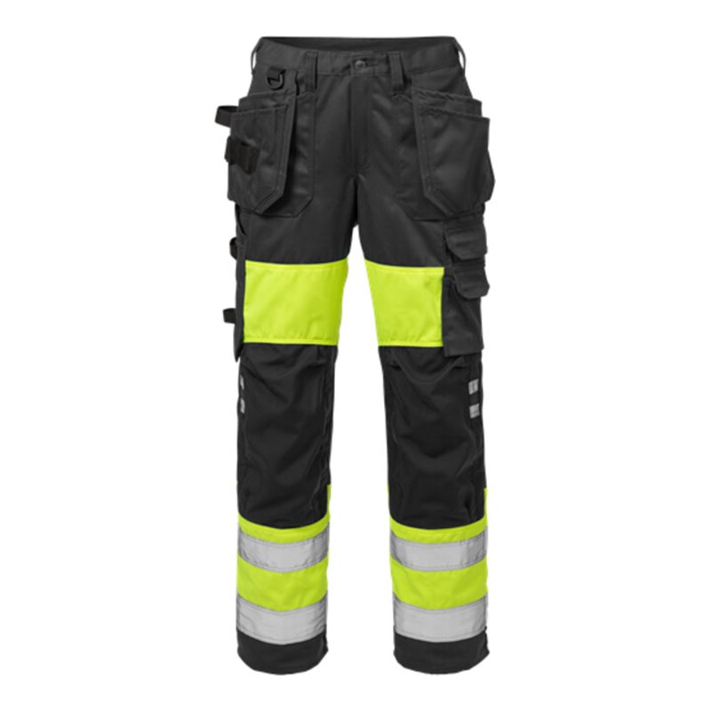 Fristads High Vis Handwerkerhose Damen Kl. 1 2129 PLU Größe 46 Warnschutz-Gelb/Schwarz