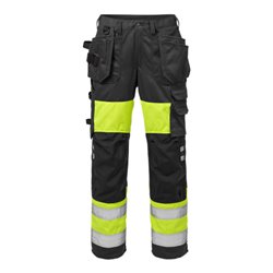 Fristads High Vis Handwerkerhose Damen Kl. 1 2129 PLU Größe 52 Warnschutz-Gelb/Schwarz
