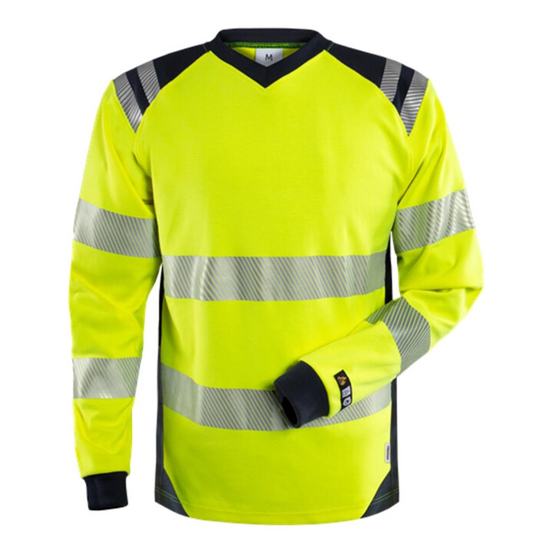 Fristads Flamestat High Vis Langarm-T-Shirt Kl. 3 7359 TFL Größe M Warnschutz-Gelb/Marine