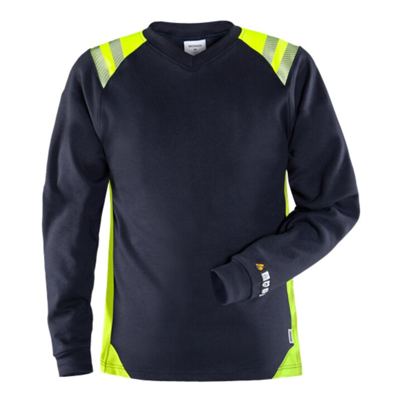 Fristads Flamestat Damen T-Shirt, la 7358 ATS Größe M Marine/Warnschutz-Gelb