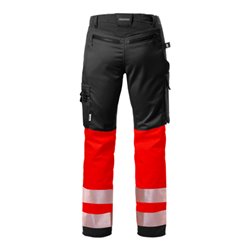Fristads High Vis Stretch-Hose Kl. 1 2705 PLU Größe C146 Warnschutz-Rot/Schwarz