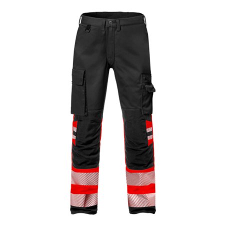 Fristads High Vis Stretch-Hose Kl. 1 2705 PLU Größe C148 Warnschutz-Rot/Schwarz