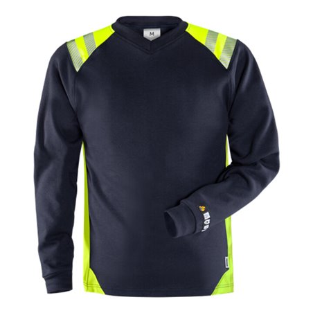 Fristads Flamestat Langarm-T-Shirt 7360 TFL Größe 4XL Marine/Warnschutz-Gelb
