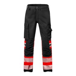Fristads High Vis Stretch-Hose Kl. 1 2705 PLU Größe C50 Warnschutz-Rot/Schwarz