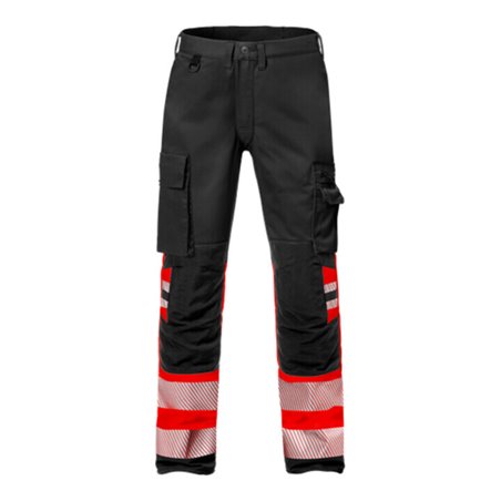 Fristads High Vis Stretch-Hose Kl. 1 2705 PLU Größe C50 Warnschutz-Rot/Schwarz