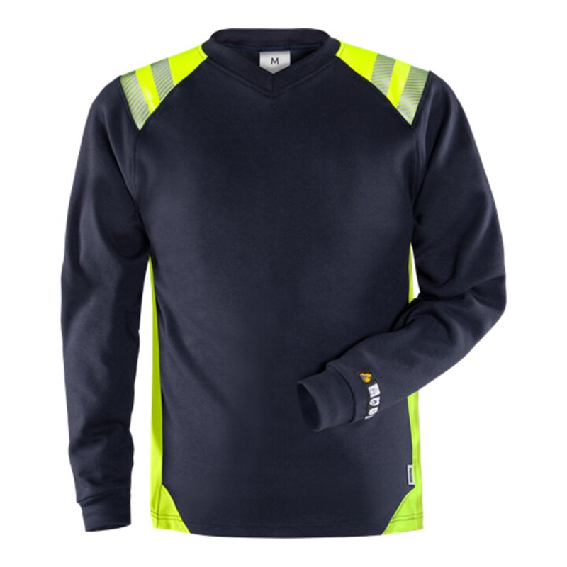 Fristads Flamestat Langarm-T-Shirt 7360 TFL Größe XL Marine/Warnschutz-Gelb