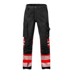 Fristads High Vis Stretch-Hose Kl. 1 2705 PLU Größe D84 Warnschutz-Rot/Schwarz