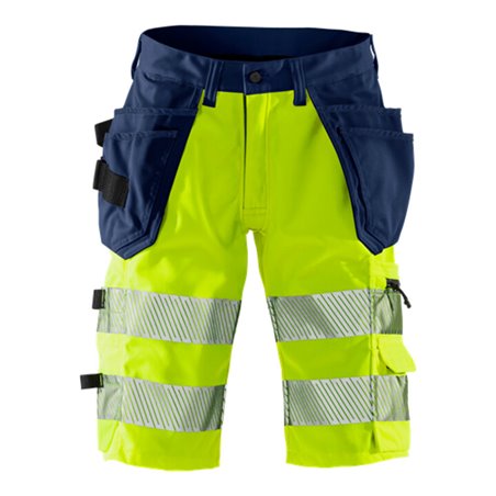Fristads High Vis Stretch-Shorts Kl. 1 2509 PLU Größe C64 Warnschutz-Gelb/Marine