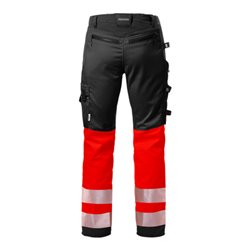 Fristads High Vis Handwerker Stretch-Hose Kl. 1 2706 PLU Größe C48 Warnschutz-Rot/Schwarz