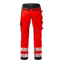 Fristads High Vis Handwerker Stretch-Hose Kl. 2 2707 PLU Größe C152 Warnschutz-Rot/Schwarz