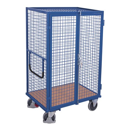 VARIOfit Etagenwagen fest verschweißt Drahtgitterwände, Doppelflügeltür mit Basquille-Verschluss