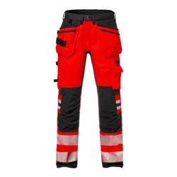 Fristads High Vis Handwerker Stretch-Hose Kl. 2 2707 PLU Größe C58 Warnschutz-Rot/Schwarz