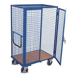 VARIOfit Etagenwagen fest verschweißt Drahtgitterwände, Doppelflügeltür mit Basquille-Verschluss