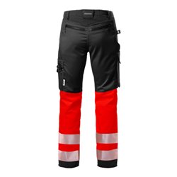 Fristads High Vis Stretch-Hose Damen Kl. 1 2708 PLU Größe 36 Warnschutz-Rot/Schwarz