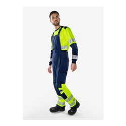 Fristads High Vis Green Stretch Latzhose Kl. 1 1032 GSTP Größe D88 Warnschutz-Gelb/Marine