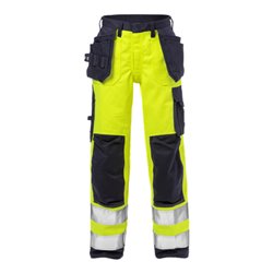 Fristads Flame High Vis Handwerkerhosen Damen Kl. 2 2589 FLAM Größe 36 Warnschutz-Gelb/Marine