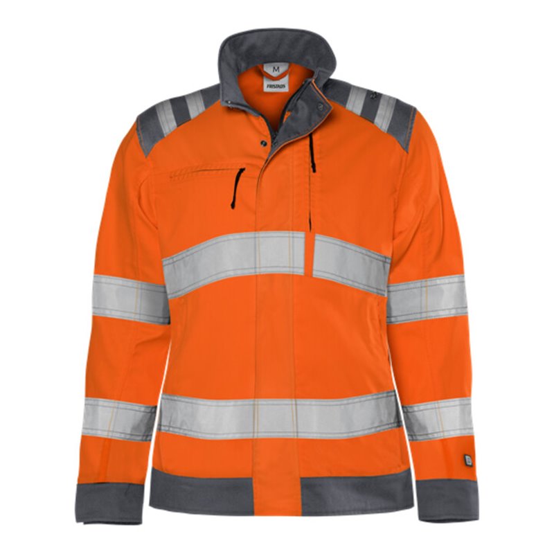 Fristads High Vis Green Jacke Damen Kl. 3 4068 GPLU Größe 4XL Warnschutz-Orange/Grau