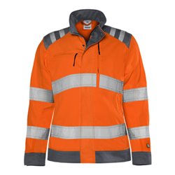 Fristads High Vis Green Jacke Damen Kl. 3 4068 GPLU Größe L Warnschutz-Orange/Grau