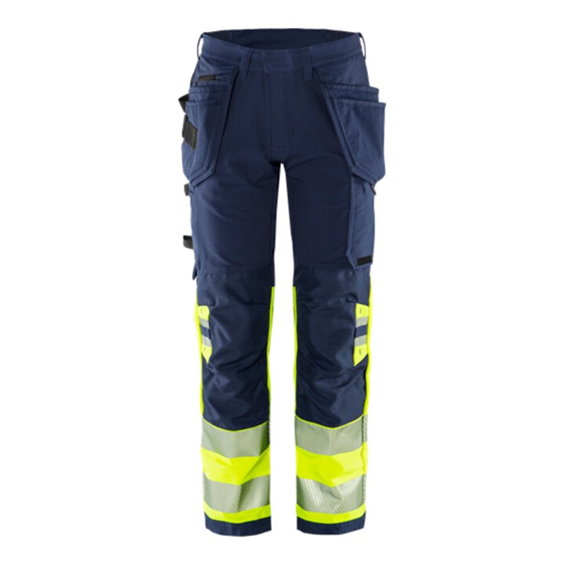 Fristads High Vis Green Handwerker Stretchhose Kl. 1 2643 GSTP Größe C146 Warnschutz-Gelb/Marine