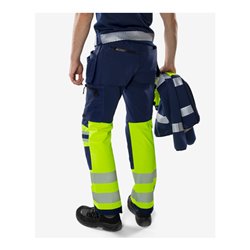 Fristads High Vis Green Handwerker Stretchhose Kl. 1 2643 GSTP Größe C150 Warnschutz-Gelb/Marine