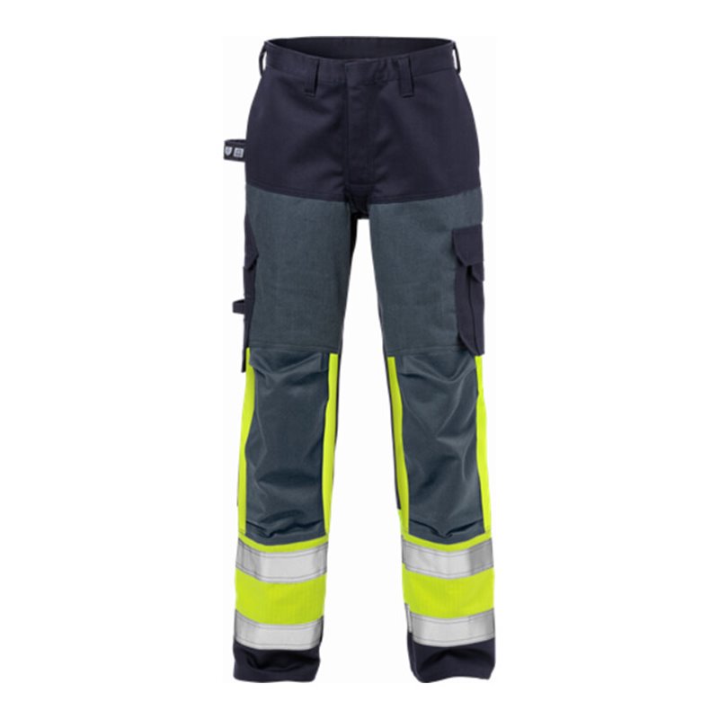 Fristads Flame High Vis Hose Damen Kl. 1 2591 FLAM Größe 44 Warnschutz-Gelb/Marine