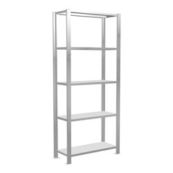 Schulte Büroregal Schraubsystem MULTIplus85, 5 Fachböden, Kreuzstrebe, einseitig nutzbar, Tiefe 300 mm, Aussteifung durch Eckwin