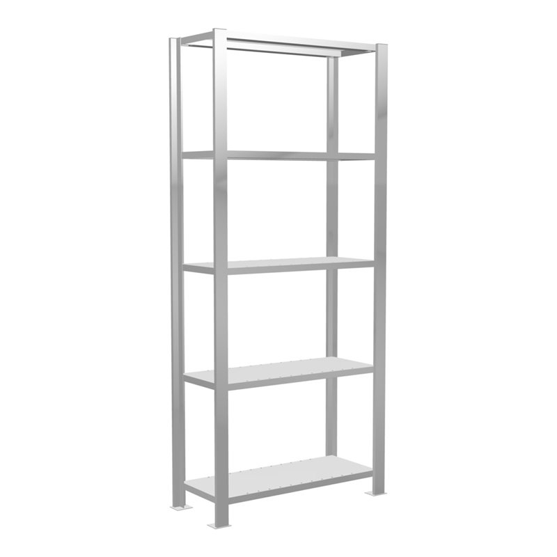 Schulte Büroregal Schraubsystem MULTIplus85, 5 Fachböden, Kreuzstrebe, einseitig nutzbar, Tiefe 300 mm, Aussteifung durch Eckwin