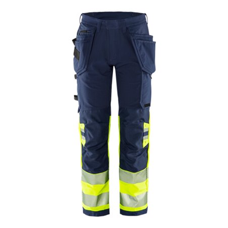 Fristads High Vis Green Handwerker Stretchhose Kl. 1 2643 GSTP Größe D104 Warnschutz-Gelb/Marine