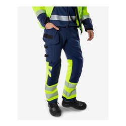 Fristads High Vis Green Handwerker Stretchhose Kl. 1 2643 GSTP Größe D108 Warnschutz-Gelb/Marine