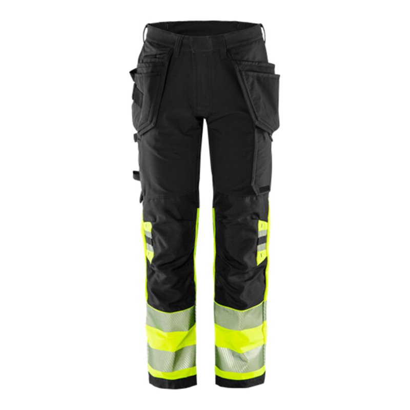 Fristads High Vis Green Handwerker Stretchhose Kl. 1 2643 GSTP Größe C150 Warnschutz-Gelb/Schwarz