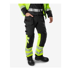 Fristads High Vis Green Handwerker Stretchhose Kl. 1 2643 GSTP Größe C66 Warnschutz-Gelb/Schwarz
