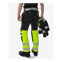 Fristads High Vis Green Handwerker Stretchhose Kl. 1 2643 GSTP Größe D104 Warnschutz-Gelb/Schwarz