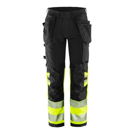 Fristads High Vis Green Handwerker Stretchhose Kl. 1 2643 GSTP Größe D92 Warnschutz-Gelb/Schwarz
