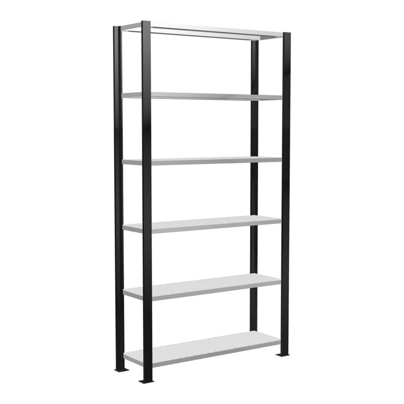 Schulte Büroregal Schraubsystem MULTIplus85, 6 Fachböden, Kreuzstrebe, einseitig nutzbar, Tiefe 300 mm, Aussteifung durch Eckwin