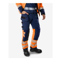 Fristads High Vis Green Handwerker Stretchhose Kl. 1 2643 GSTP Größe C60 Warnschutz-Orange/Marine