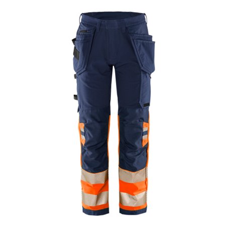 Fristads High Vis Green Handwerker Stretchhose Kl. 1 2643 GSTP Größe C64 Warnschutz-Orange/Marine
