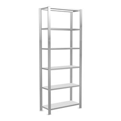 Schulte Büroregal Schraubsystem MULTIplus85, 6 Fachböden, Kreuzstrebe, einseitig nutzbar, Tiefe 300 mm, Aussteifung durch Eckwin