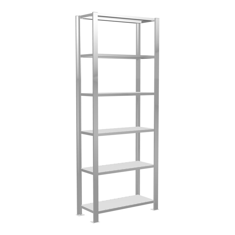 Schulte Büroregal Schraubsystem MULTIplus85, 6 Fachböden, Kreuzstrebe, einseitig nutzbar, Tiefe 300 mm, Aussteifung durch Eckwin