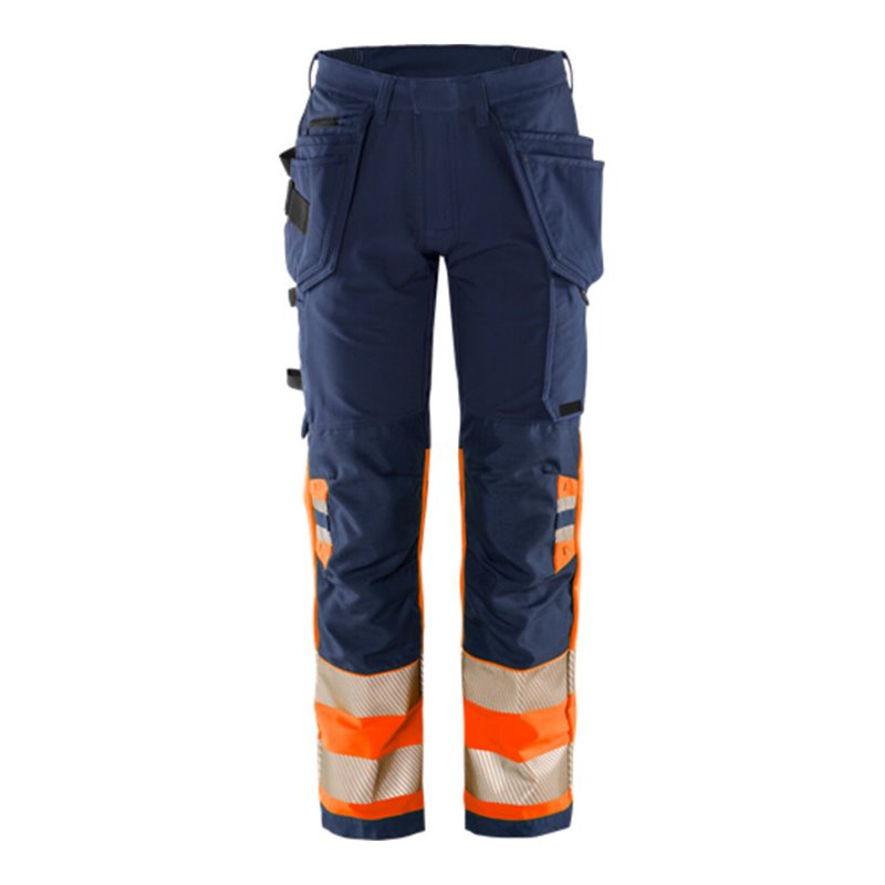 Fristads High Vis Green Handwerker Stretchhose Kl. 1 2643 GSTP Größe D100 Warnschutz-Orange/Marine