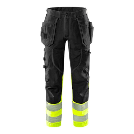 Fristads High Vis Handwerker Stretch-Hose Kl.1 2608 FASG Größe C60 Warnschutz-Gelb/Schwarz