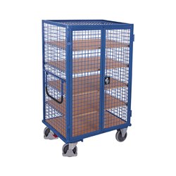 VARIOfit Etagenwagen fest verschweißt Drahtgitterwände, Doppelflügeltür mit Drehgriff-Verschluss