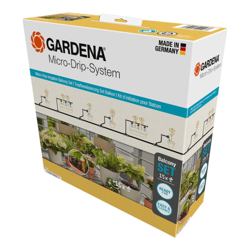 Gardena Micro-Drip-System Tropfbewässerung Set Balkon (15 Pflanzen)