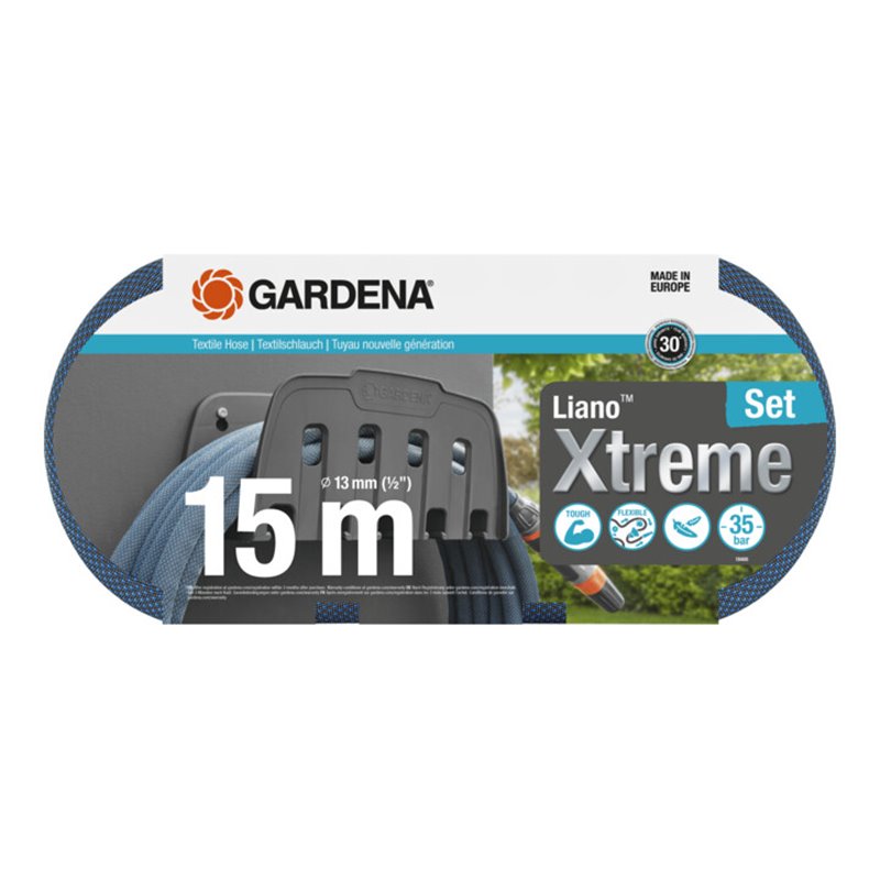 Gardena Textilschlauch Liano™ Xtreme 1/2', 15 m Set + Wandschlauchhalter - Aktion