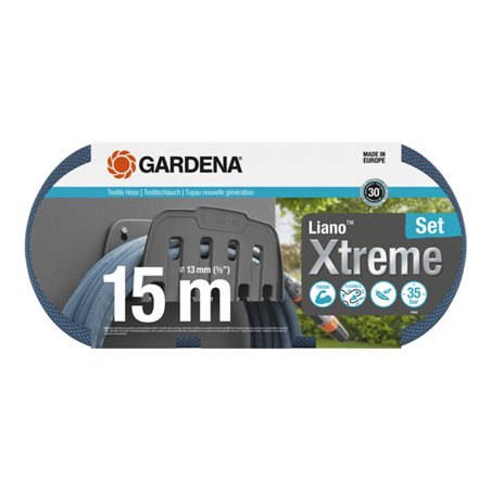 Gardena Textilschlauch Liano™ Xtreme 1/2', 15 m Set + Wandschlauchhalter - Aktion