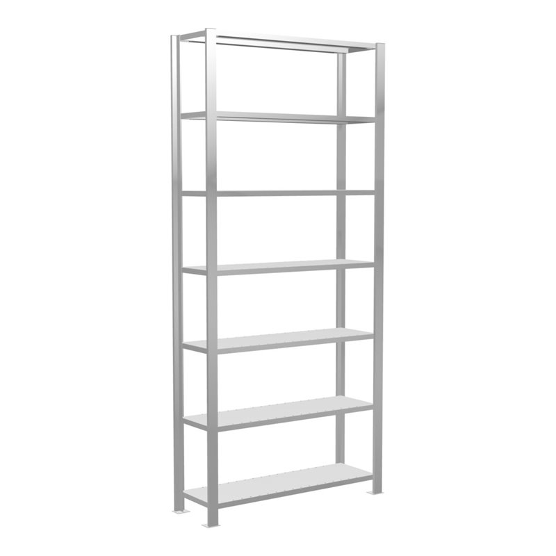 Schulte Büroregal Schraubsystem MULTIplus85, 7 Fachböden, Kreuzstrebe, einseitig nutzbar, Tiefe 300 mm, Aussteifung durch Eckwin