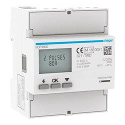 Hager Energiezähler 3phasig direkt 80A, 4M, S0 ECP380D