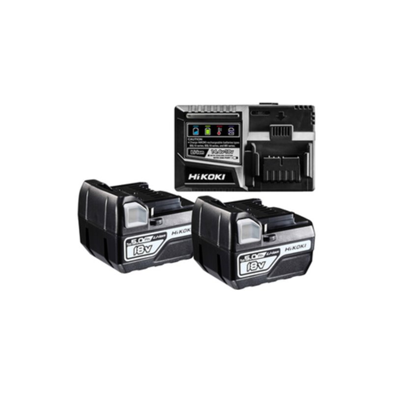 HiKOKI 2 Akkus 18 V 5,0 Ah BSL1850C + Ladegerät UC18YSL