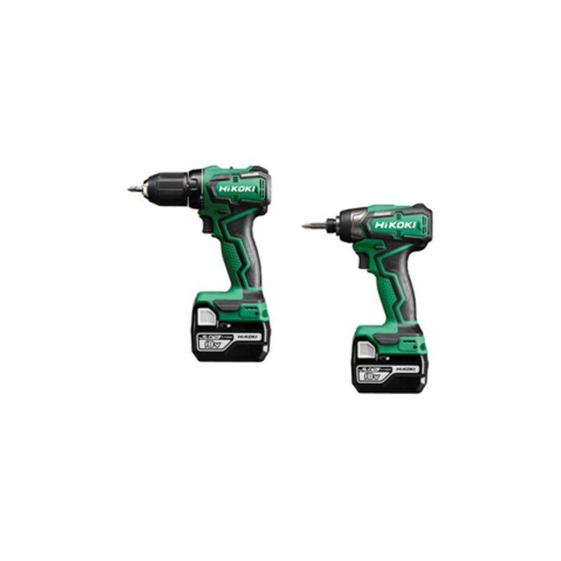 HiKOKI Combo-Kit Akku-Bohrschrauber + Schlagschrauber KC18DD + 2x Akkus BSL1850C