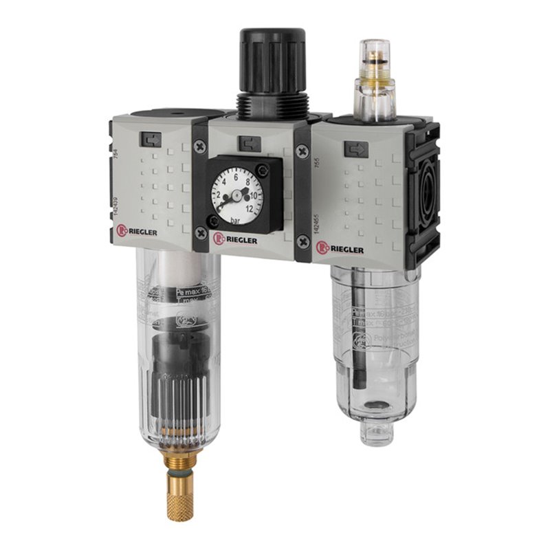 Riegler WE 3-tlg. »FUTURA-mini«, PC-Beh., Kompaktmano, G 1/4, 0,1-4, VA