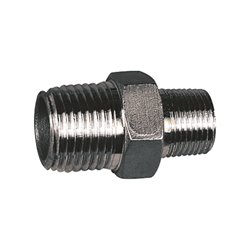 Riegler Doppelgewindenippel, red., 6-kant, G 2 a., G 1 1/2 a., ES 1.4408